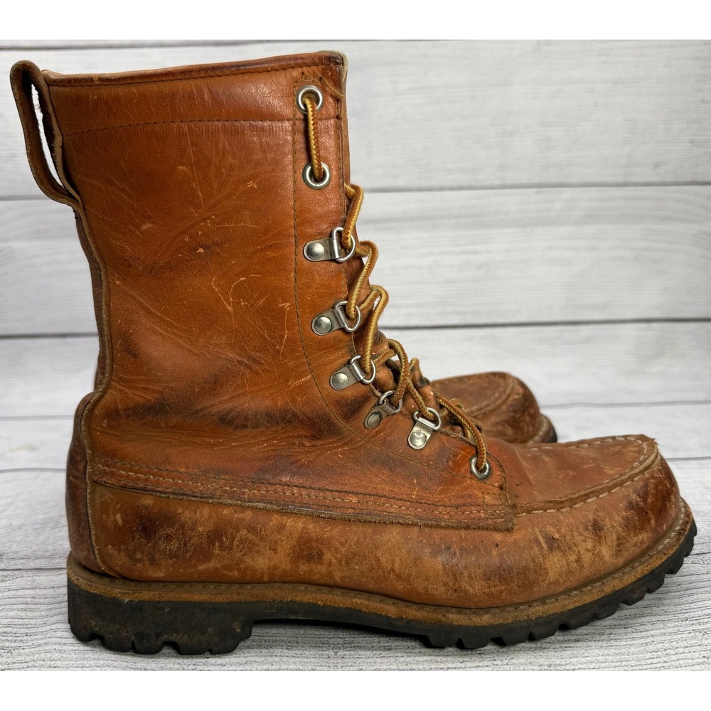 Vintage‎ Red Wing Irish Setter Sport Boots Leather Moc Toe Vibram Lug Sole Brown